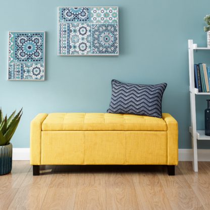 0250ad116a20ff4916e7573030dd2684201969358b4f7ec723fe42fdace45fcb.jpg An Image of Verona Upholstered Ottoman Bench Mustard Mustard