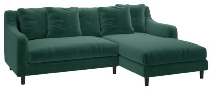 0519d3bdfc9766a7458490a99795fd4c6b16dbe5dd0652766386b2da158685cb.jpg An Image of Habitat Swift Right Corner Velvet Chaise - Emerald Green