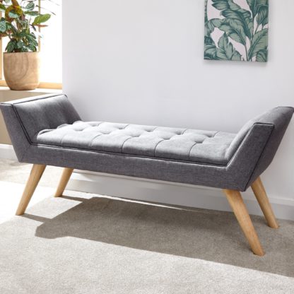 1978a0636d0414b8be86651241d871e6fafe53140f92cb3a8401edc417b9769e.jpg An Image of Milan Upholstered Bench Dark Grey Dark Grey