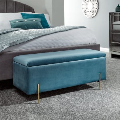 19e8b63e8ea66c22508ac632752221e498168de20a5b60a0e54c03821c95a8d5.jpg An Image of Mystica Velour Ottoman Storage Bench Blush (Pink)