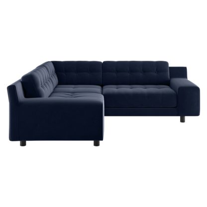 1ec18b6d36f2d3752a1fcc03c8e1527ce81b6342a9d52136f442a355feb67857.jpg An Image of Habitat Hendricks Left Corner Velvet sofa - Navy Blue