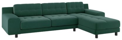 35fe62d6bbaa817344253aedf01baf6c1320beef88844e758035b72d3576976a.jpg An Image of Habitat Hendricks Left Corner Velvet Chaise - Emerald Green