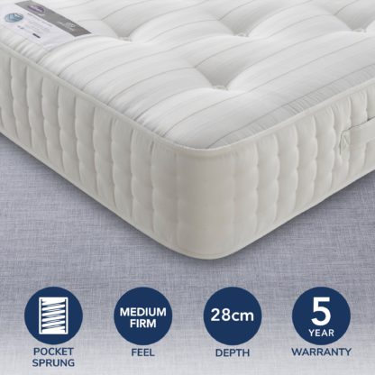3cb02481098e9649b941431c258743b4d9b231186a01aa7a882c543a80aaf04e.jpg An Image of Silentnight 1400 Pocket Sprung Natural Mattress White