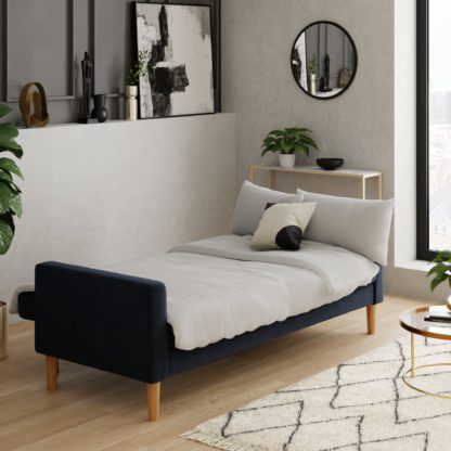 8d0186dee2ca249af4a7200b8330a98a62e4674df10c267d35ca98b6734f3eba.jpg An Image of Jacob Velvet Sofabed Luxe Navy Navy