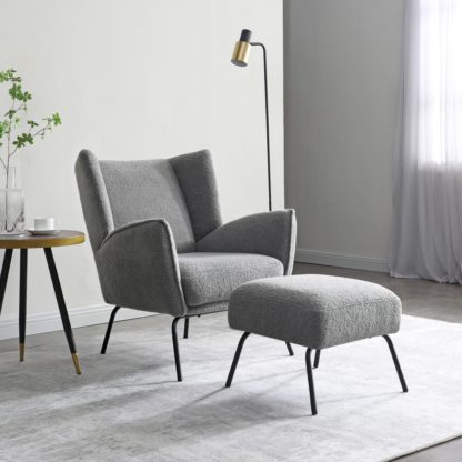 a3d72f1695ffe002a2ccdeca667db3bb128b21b4c1a1cde8a5ae49ce8f81b0af.jpg An Image of Hana Sherpa Chair with Footstool Forest (Green)