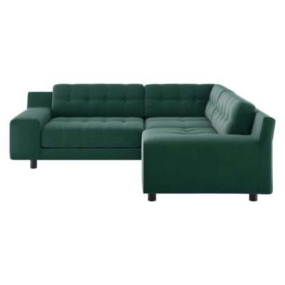 ada58b6706fcda3fa0dd347e656c4148bc15396e49b46240403d946de7763073.jpg An Image of Habitat Hendricks Right Corner Velvet sofa - Emerald Green