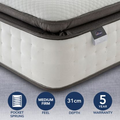 bcf0ea9026c08c8a86b041e7bc77aafd0b3772ce4385e3de2332d92ffd51202f.jpg An Image of Silentnight Geltex Pocket 1000 Pillow Top Mattress White