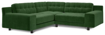 c20dffc3c9ad0fcab6f9927247195d9d9083d7cf9031129bccc2d49714e940e0.jpg An Image of Habitat Hendricks Left Corner Velvet Sofa - Moss Green