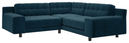 cf2b428b5de08463938ef83b106ce24405e7041cd20fce518b0193e6dee8c581.jpg An Image of Habitat Hendricks Right Corner Velvet Sofa - Ink Blue