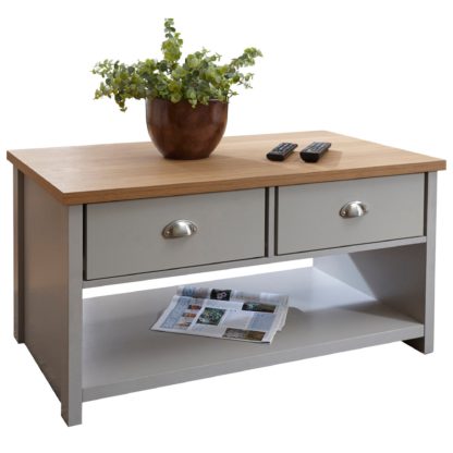 d3e54a849556ef2616192010dcf68707d4ddc08e2f6a4d9b4c5054214ad521e1.jpg An Image of Lancaster 2 Drawer Coffee Table Grey
