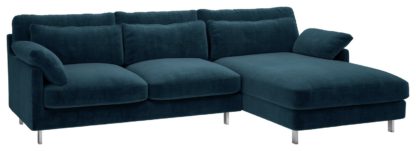 d466ae48d64c9793a555b39b42028e3fa3d4a5a0b061406b476cbb3d45bd6db2.jpg An Image of Habitat Cuscino Right Corner Velvet Chaise - Navy Blue