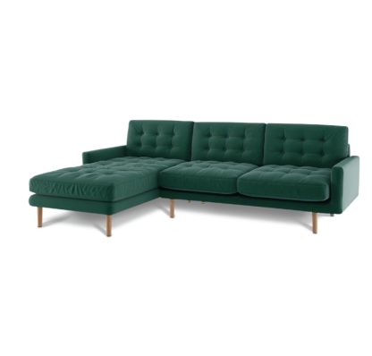 dfc1cbdb1f71761a987f6dfa65b3d48498526239f64d198e689d59c4cc2df932.jpg An Image of Habitat Fenner Left Corner Fabric Chaise - Emerald Green