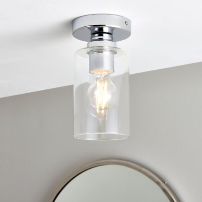 e2f92515b9ebc883cf1a1db78b556acda3f6428bfa91280caa3faa1dd480022e.jpg An Image of Freya Chrome Bathroom 1 Light Flush Ceiling Fitting Chrome