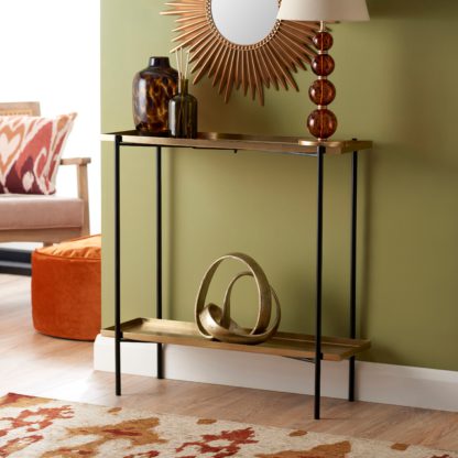 eadcfc147bab9b7d23889b52f77de38171fab20074b01967808d49a7d2106afc.jpg An Image of Tiana Console Table Metallic Effect Gold