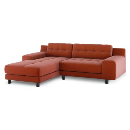 f93b5c1156dfb8f999f622eb394d24a20820319a534d320375074b949dd065fc.jpg An Image of Habitat Hendricks Left Corner Velvet Chaise - Orange