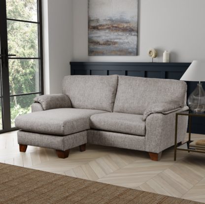 1507c64200b403d65197f88866c88d1b24f260f461de0803b3946828560d47a0.jpg An Image of Meyer Tonal Weave Compact Corner Sofa Grey