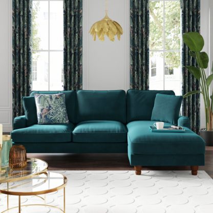 25def4dbfa404694c47689cc572481cb5837dc2c180dba27440b1bb12b4cb86c.jpg An Image of Beatrice Matte Velvet Left Hand Corner Chaise Matte Velvet Peacock