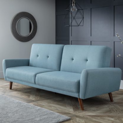 380edc360c19b617b60fc33572aab1e83ecf7e954f20585a03537f5bc0fa1eeb.jpg An Image of Monza Linen Clic Clac Sofa Bed Blue