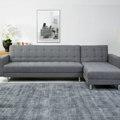 5ac1dbf786fde6b43401bdea102bf211ef613ded6a9ecb0267a8499a6ad9ae55.jpg An Image of Lukas 4 Seater Corner Sofa Bed Grey