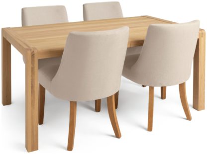 8ceb8eee4e198ca868ceec537e595b4385c941d101ec522c855ab976047c7101.jpg An Image of Habitat Radius Oak Dining Table & 4 Alec Cream Chairs