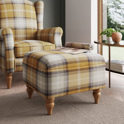 a60f157c864588e9e2bb5eac51c5dae5e39bc010666febb941b300a29219c770.jpg An Image of Oswald Check Storage Footstool Tapered Leg Natural Oswald Wingback