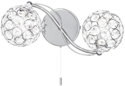 01444eceae6bd74d46010661cdd604aa9ad47a4db08653970eef500461551bc5.jpg An Image of BHS Orchid Alice Glass 2 Light LED Wall Light - Chrome