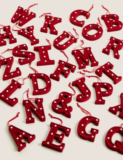 1afe5184a28fab4ea78dd9dcf8b05d6a8c2e1606ab68a99e3bdc1fda98e789e1.jpg An Image of M&S Light Up Red Velvet Alphabet Decoration