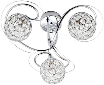 220cba84e18f3cfb2ed05c0631721f76e32d12ba56879169263fa4cd71c39ed0.jpg An Image of BHS Orchid Glass 3 Light Flush to Ceiling Light - Silver