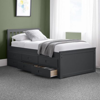 2b0932ecf80277a07c555252e2076410113439437b3ba48c863dad91ef6bcbea.jpg An Image of Maisie Anthracite Wooden Guest Bed Frame - 3FT Single