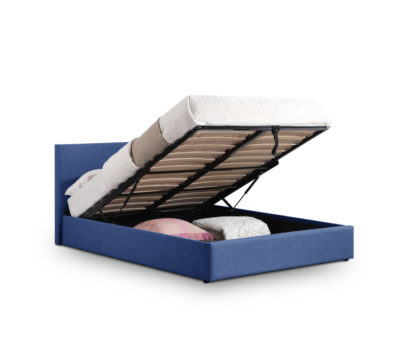 70c663cbff2286c734f858b9f7b842cdd569e68e4c7518c29c51ee0723b6b70f-1.jpg An Image of Rialto Blue Fabric Ottoman Storage Bed Frame - 5ft King Size