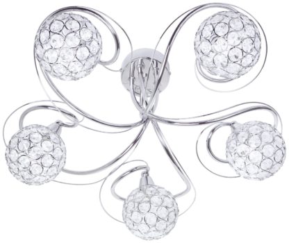 747e7b9f69f21683e25a76276adbb56531b86b3a2c846e8197bd6ab7f769dfcd.jpg An Image of BHS Orchid Glass 5 Light Flush to Ceiling Light - Silver