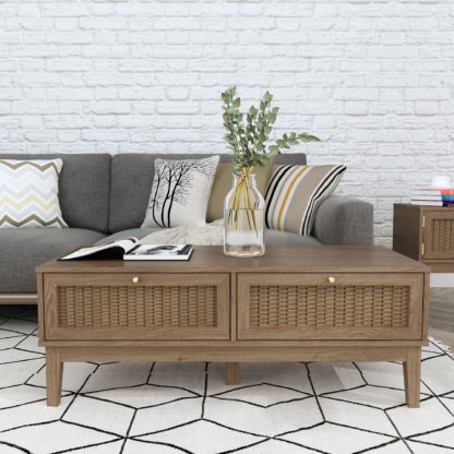 9d1709e70d191a2c616d6c5bba22f11c3bd8232f853999db0de346e2ded7e859.jpg An Image of Alexander Coffee Table Wood (Brown)