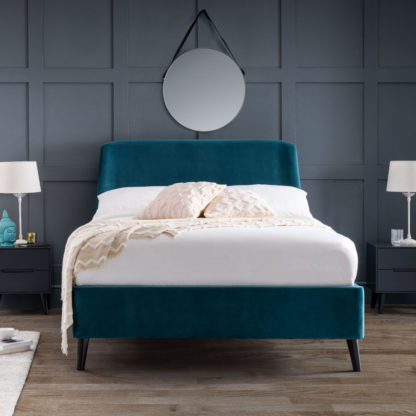 bc6d3dd318f93cd1886538323ea30a96aeffdd2315dce60539db83c375e71139-1.jpg An Image of Frida Teal Velvet Bed Frame - 5FT King Size