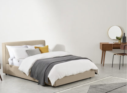 c763cc02ca0936804d236508d7fa450bb9c30aced4dca66cd237a877fb6c3b09-1.jpg An Image of Bahra Stone Fabric Ottoman Storage Bed Frame - 5ft King Size