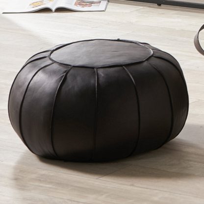 ef3746a99547f82285d7f981d38f7eb00e299fbc3727679c58c6d6b0b816fd9a.jpg An Image of Giona Leather Pouffe Grey
