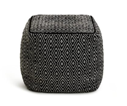 05367cc10bf6e82e61fb8a37aa042750918c6d35c09f7c52a8813225dce1e715.jpg An Image of Kaikoo Durrie Cotton Footstool - Black & White