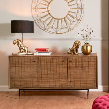 17a7021596f0d728d164d993401f46a1f8b6b957271289456def8394d9f2000d.jpg An Image of Pacific Arte 3 Door Sideboard, Dark Acacia Wood Brown