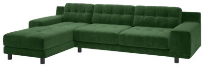 23abf280a5a096ba0919616e983cb30672bad8d01c7565aa491cf5ec2bad3814.jpg An Image of Habitat Hendricks Velvet Corner Chaise Sofa - Moss Green