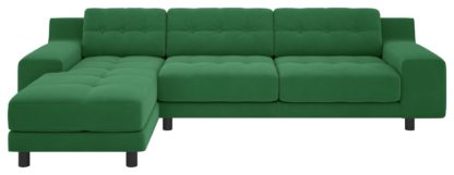 4823887c111a820c7dbae043b4e41a68b3dc9cab6cee2e4012f6f75cd8aa4925.jpg An Image of Habitat Hendricks Left Corner Velvet Chaise - Navy Blue
