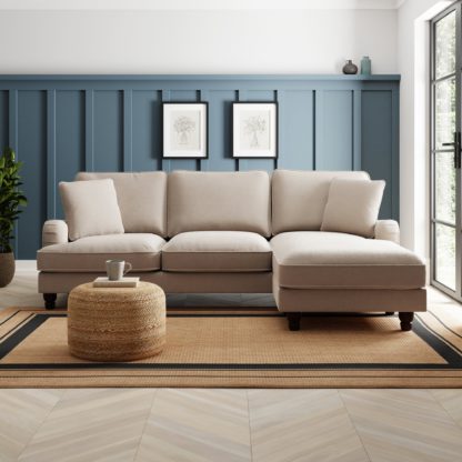 62869c0de2333b1fb1f0b479923a1e2d4b74d2246dacdea8f717b86ff5663e0c.jpg An Image of Beatrice Chunky Soft Chenille Corner Chaise Sofa Chunky Soft Chenille Natural