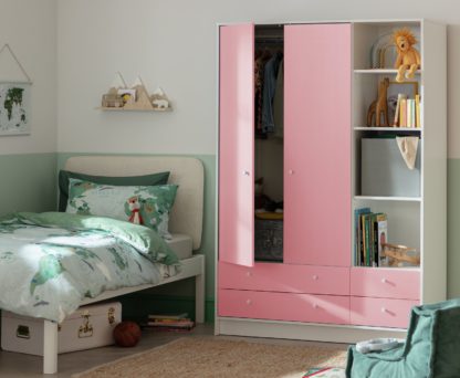 7281d4023fd8d3c9f408cac5aed49001969a65e3bed088a80f01f9f23d0877c3.jpg An Image of Argos Home Malibu Kids 2 Door 4 Drawer Wardrobe - Pink