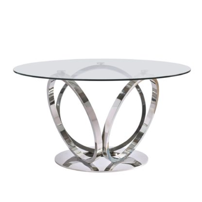 7da9b47739364b8fe31a14cd553c9e48497cfc92f02eb362ab015aa495ce29fa.jpg An Image of Eloise Round 4 Seater Dining Table Glass Clear