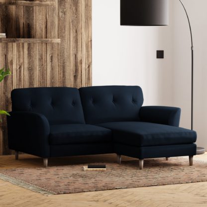 814abaa285cffb194c0cfc977ebc68112614cc57881fa496384cc2e60f0dae32.jpg An Image of Sven Opulent Velvet Corner Chaise Sofa Navy