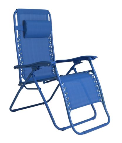 82279294a0630c352bca7779bb77fcfd0ada4323b85661845971e98624ee692b.jpg An Image of Argos Home Zero Gravity Folding Metal Sun Lounger - Blue