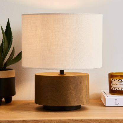 88e35a91a157bd4e9656cbeea2bd61877ea150af756c88a756e9dd612d9d3a23.jpg An Image of Elements Sunds Shaded Table Lamp Pine (Brown)