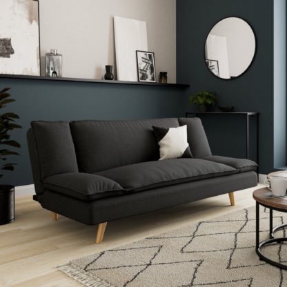 a3dd9fe5b6032edf68950b255281dc87507d3923eae7100ee1430572fc2b6b8d.jpg An Image of Mateo Flatweave Clic Clac Sofa Bed Charcoal