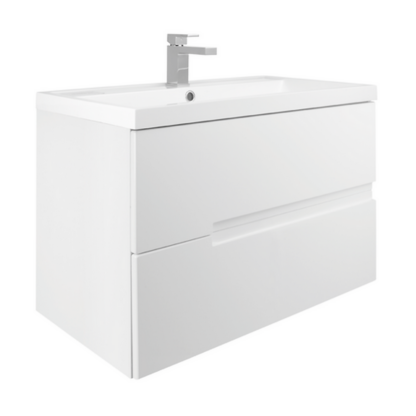 e8a1003d56eeaf9df09934f232915831ee513cec8d99f52aff1a139c7adcaeed.png An Image of Bathstore Vermont 800mm Wall Mounted Vanity Unit - Gloss White
