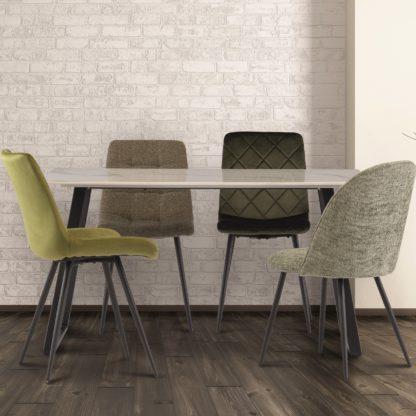 1e35fef238a5e78621c450737d9f44a45696bdd53c5d9962a622ae301b707e90.jpg An Image of Massimo Rectangular 4 Seater Dining Table White Sintered Stone Marble