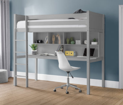 3d2b38dd45b75c0419fbbfbac9f062c2ada15e3c3d237149ab37af0e3b45884d.jpg An Image of Titan - Single - High Sleeper - Desk and Storage - Light Grey - Wooden - 3ft