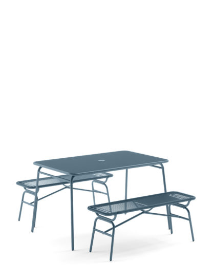 4e950a3968856cd257416627b1ae3259489917c6af5cfc74e7d5fb207493b9b1.jpg An Image of Loft Lois Garden 4 Seater Dining Table with Benches